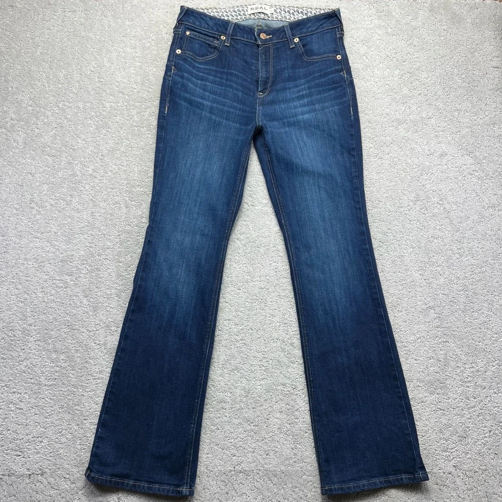 Ariat REAL Jeans Women 31R(31x32.5) High Rise Bootcut Ballary Blue Denim Stretch - Picture 2 of 16